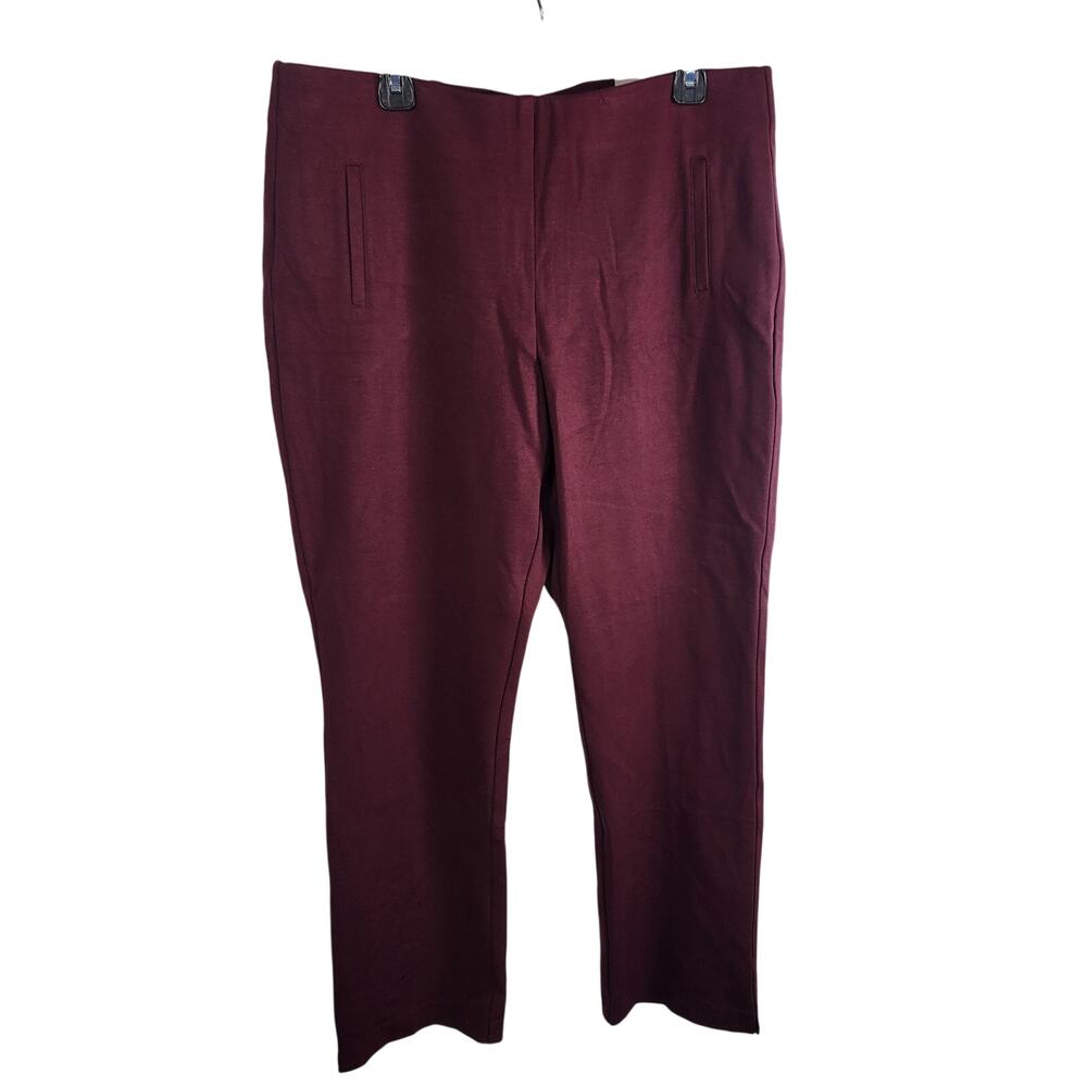Chico’s So Slimming Womens Juliet Straight Pant Basic Deep Merlot 16R Pull On